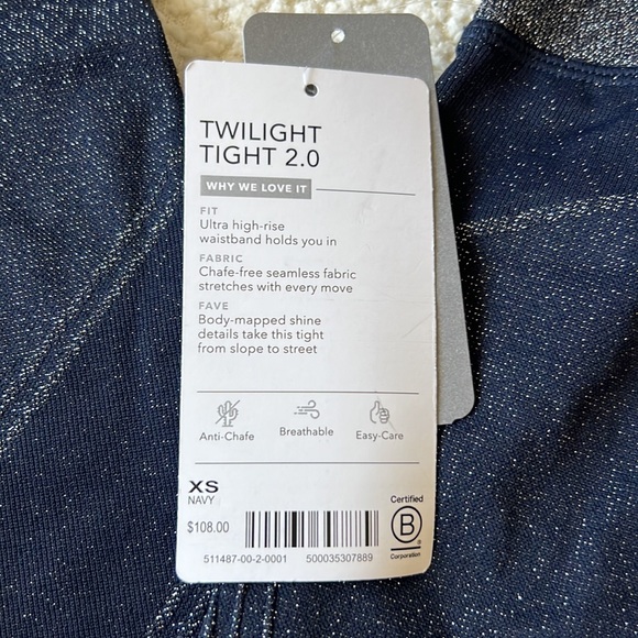 NWT Athleta Twilight Tight 2.0 (XS)- Navy shimmer - Picture 3 of 3